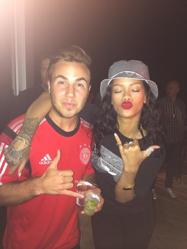 Rihanna celebrates Germanys World Cup win against Argentina By Flashing Her Bra